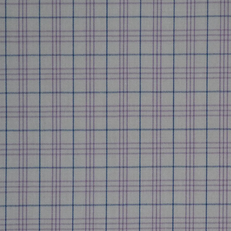 White with Lilac & Blue Check Cotton Shirting