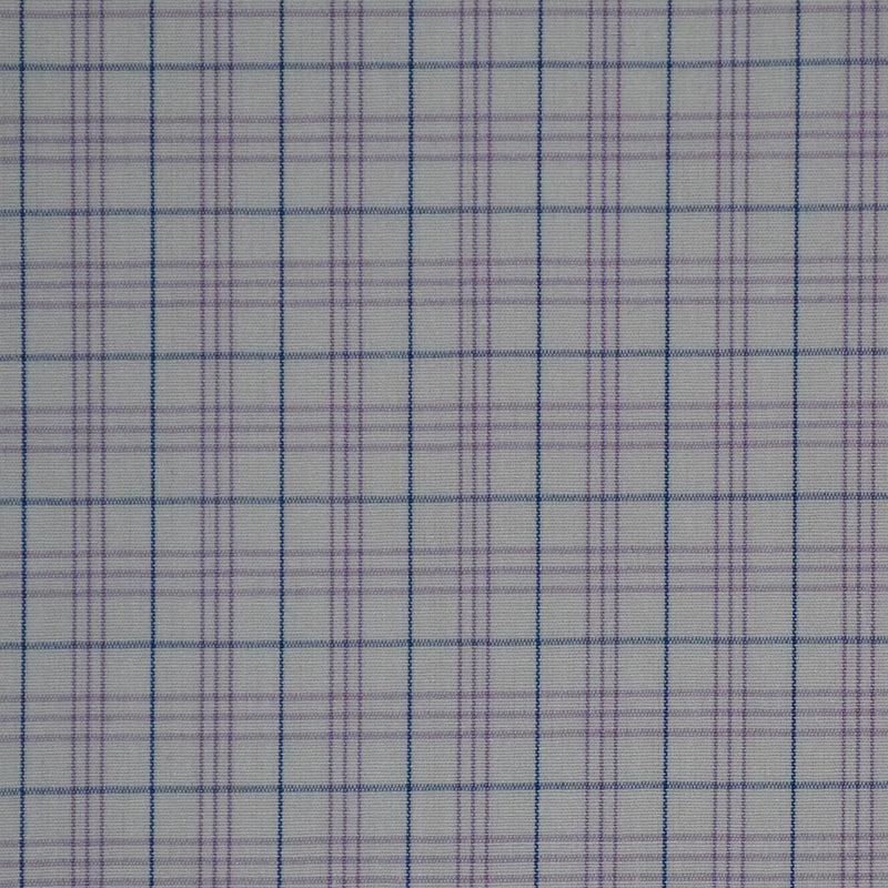 White with Lilac & Blue Check Cotton Shirting