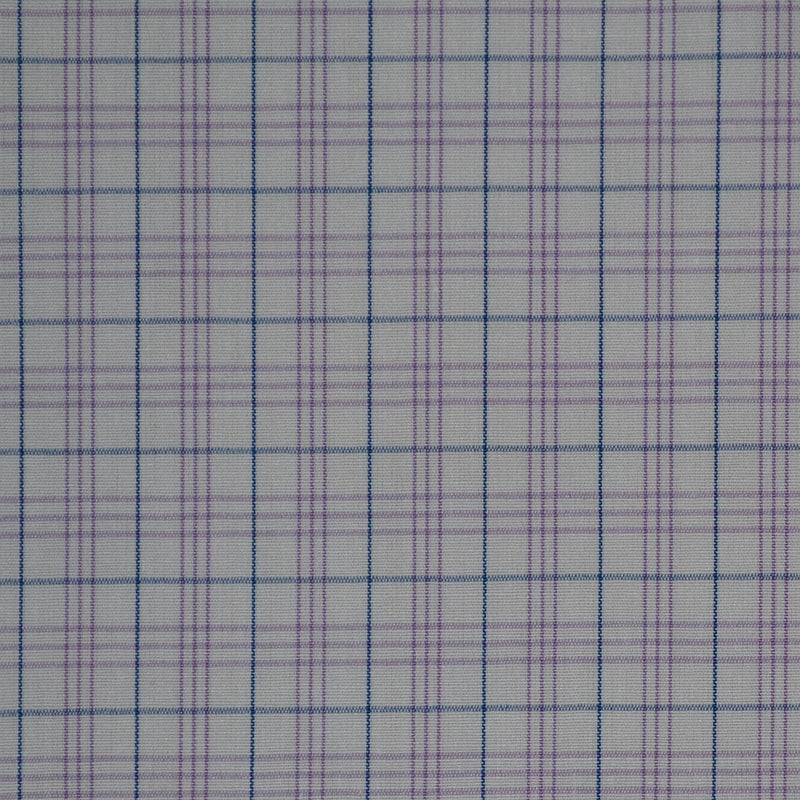 White with Lilac & Blue Check Cotton Shirting
