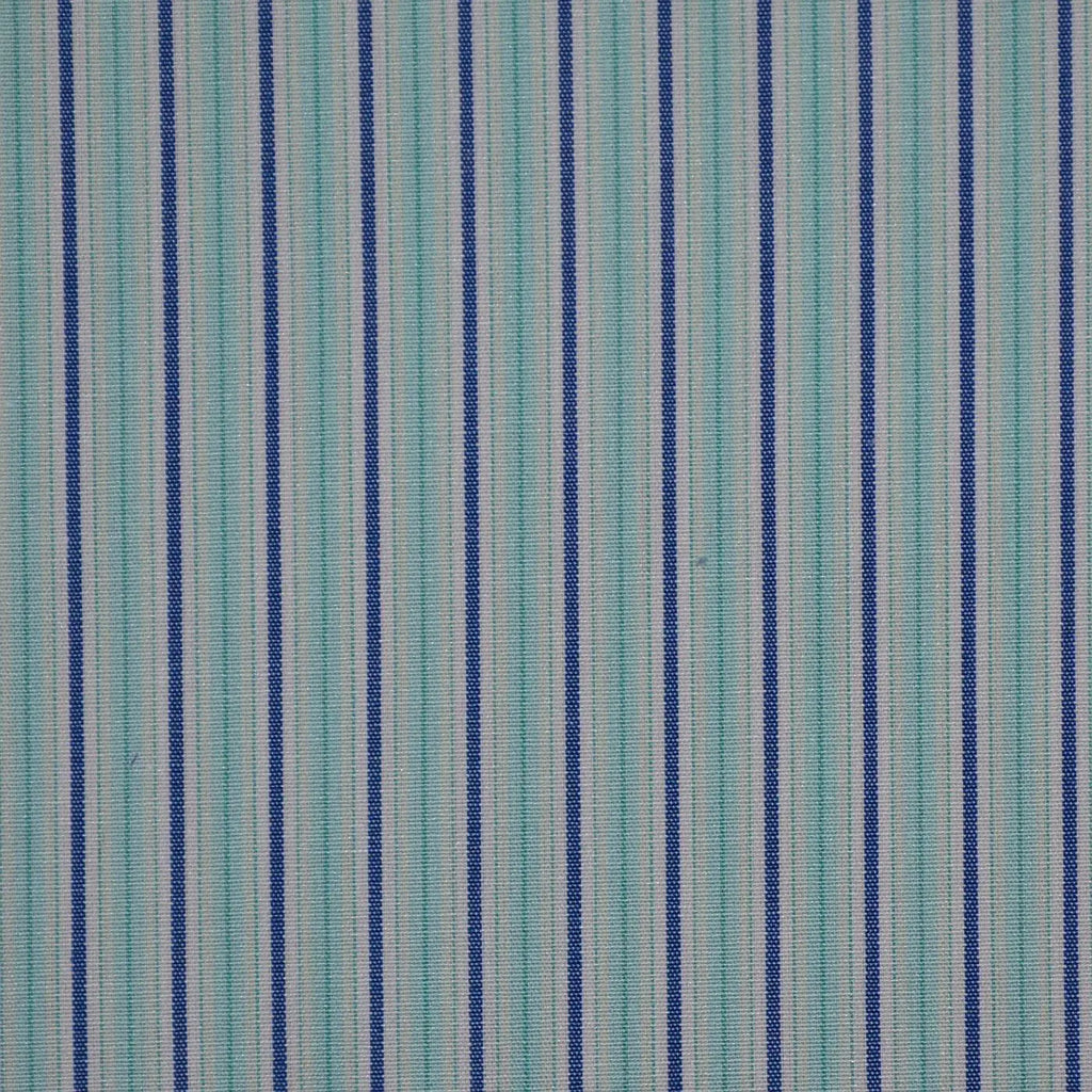 White with Blue & Sea Green Stripe Cotton Shirting