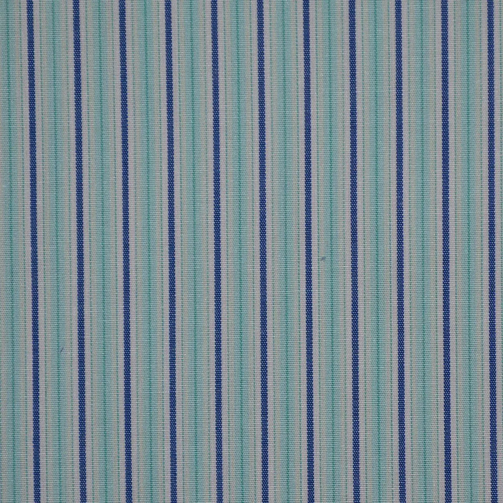 White with Blue & Sea Green Stripe Cotton Shirting