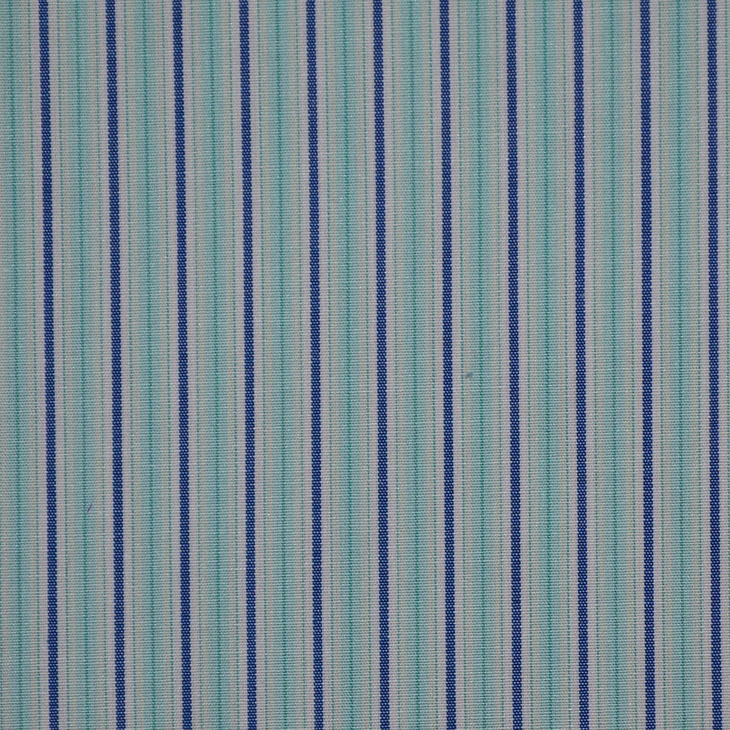 White with Blue & Sea Green Stripe Cotton Shirting