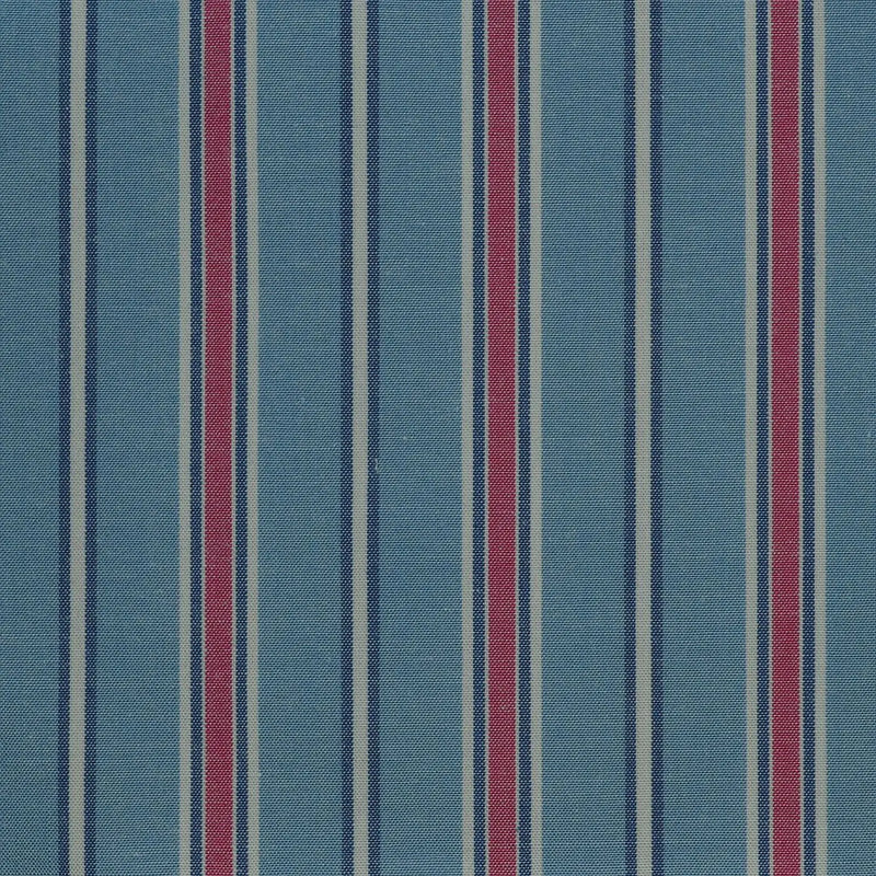 Blue with Red & White Stripe Cotton Shirting