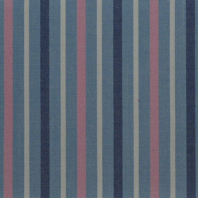 Blue with White & Pink Stripe Cotton Shirting