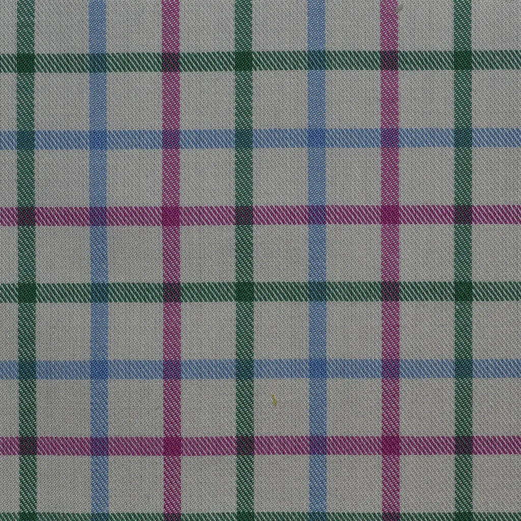 White with Pink & Green Check Cotton Shirting