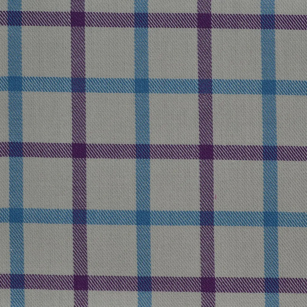 White with Blue & Purple Check Cotton Shirting