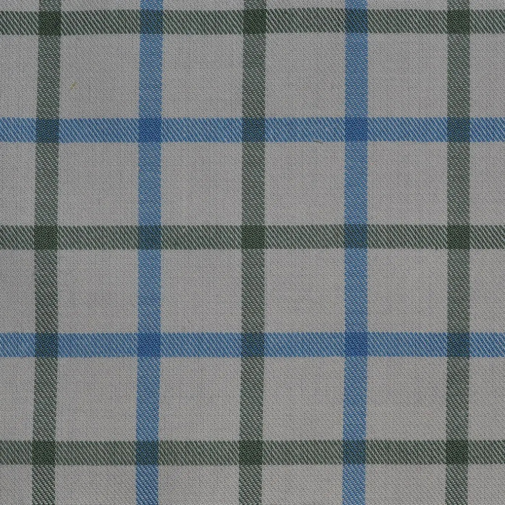 White with Blue & Green Check Cotton Shirting