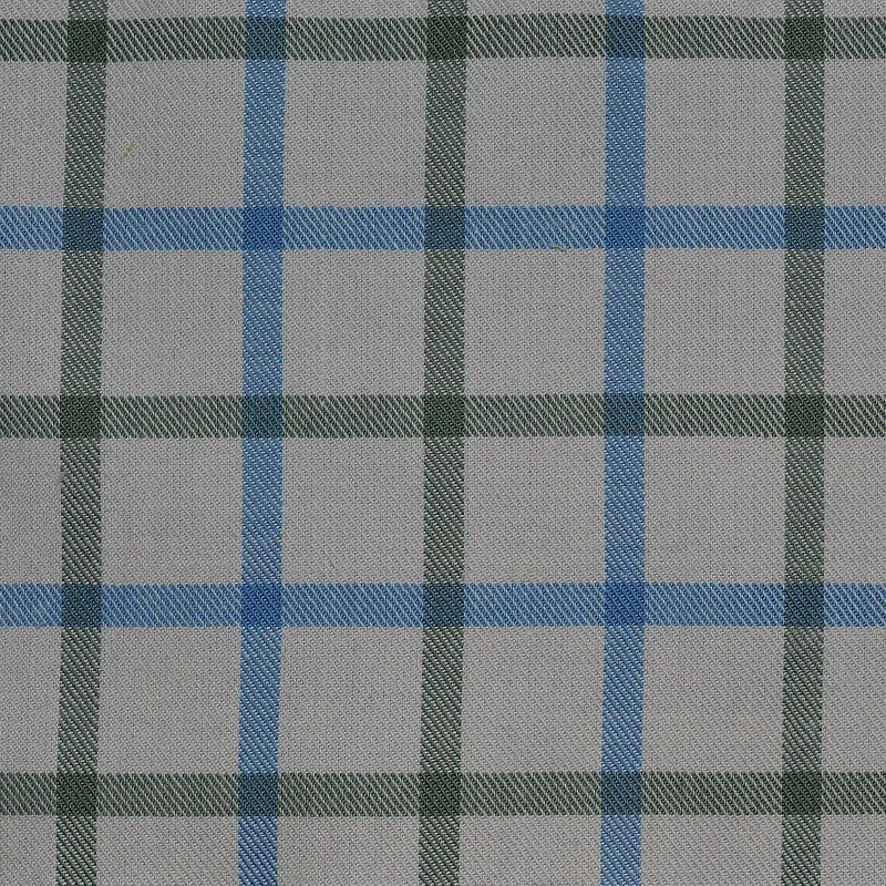 White with Blue & Green Check Cotton Shirting