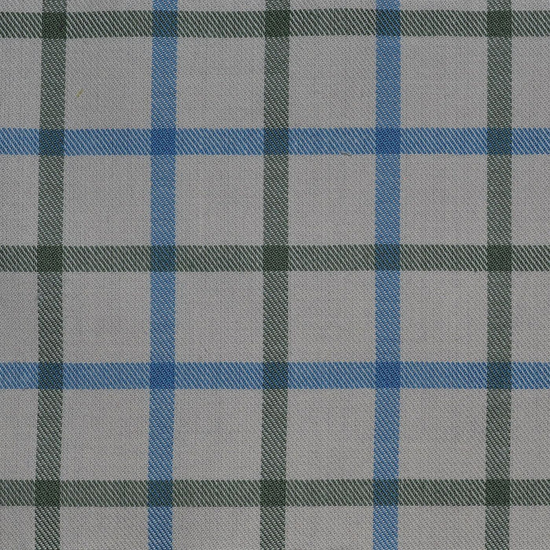 White with Blue & Green Check Cotton Shirting