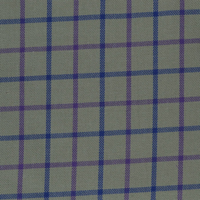Olive with Blue & Purple Check Cotton Shirting