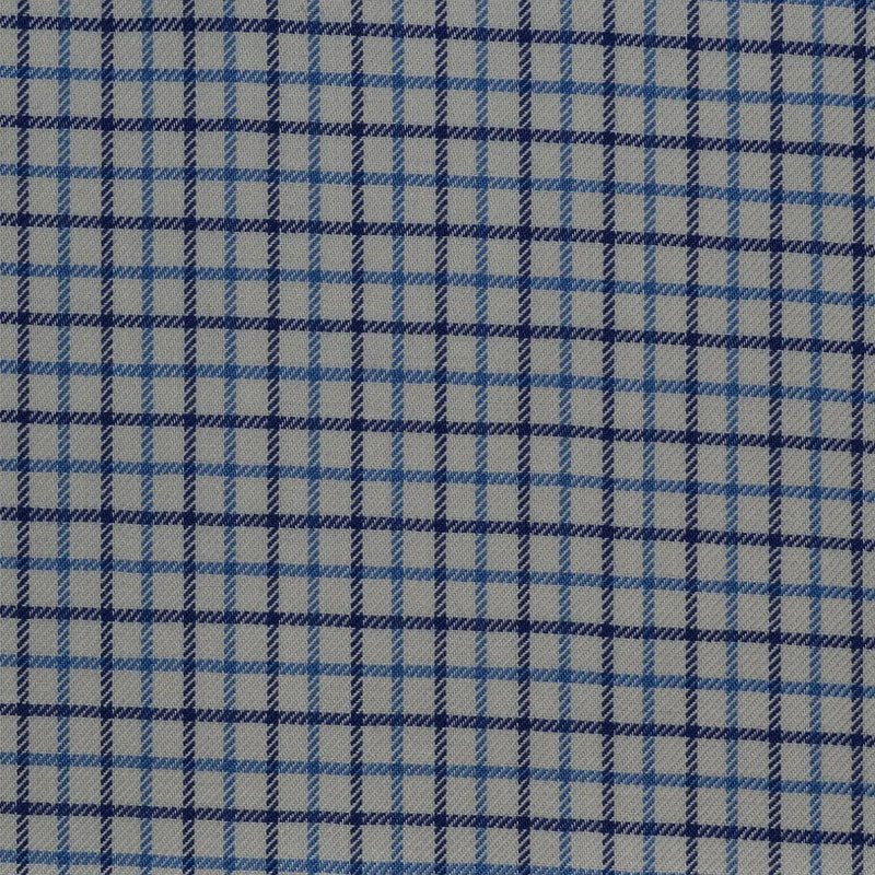 White with Blue Check Cotton Shirting