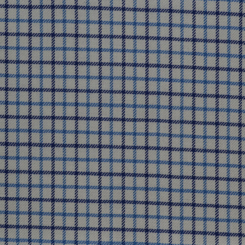 White with Blue Check Cotton Shirting