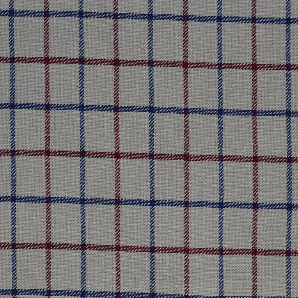 White with Red & Blue Check Cotton Shirting