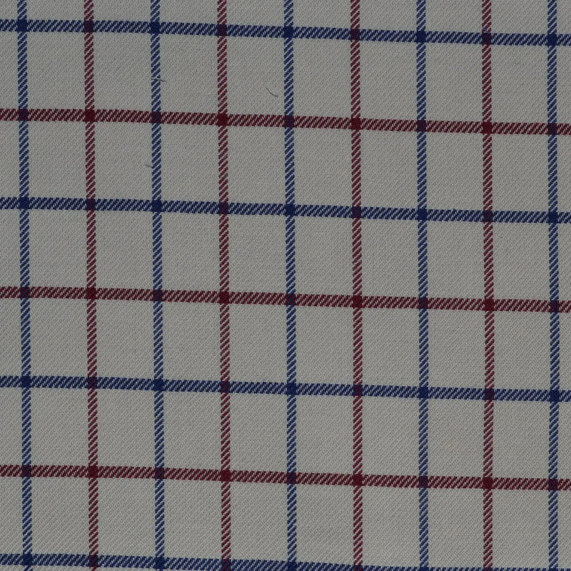 White with Red & Blue Check Cotton Shirting