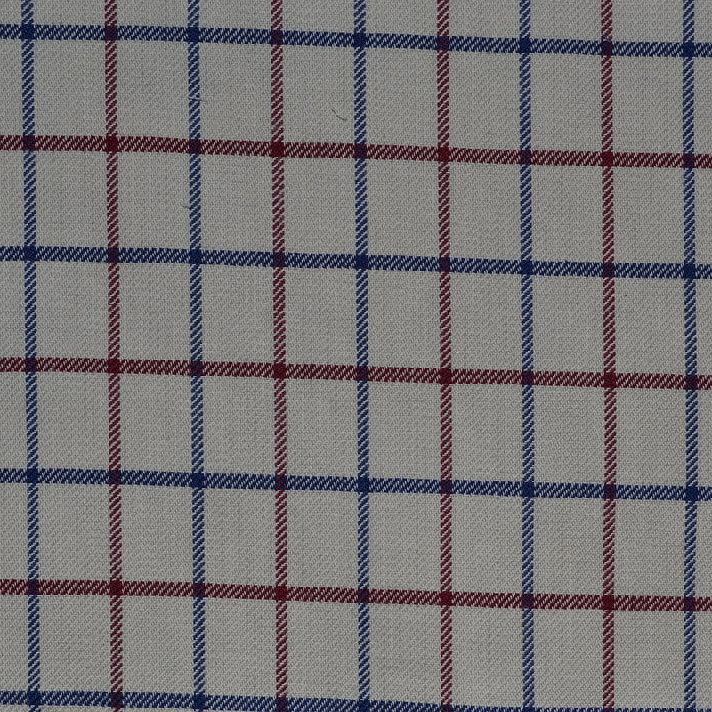 White with Red & Blue Check Cotton Shirting