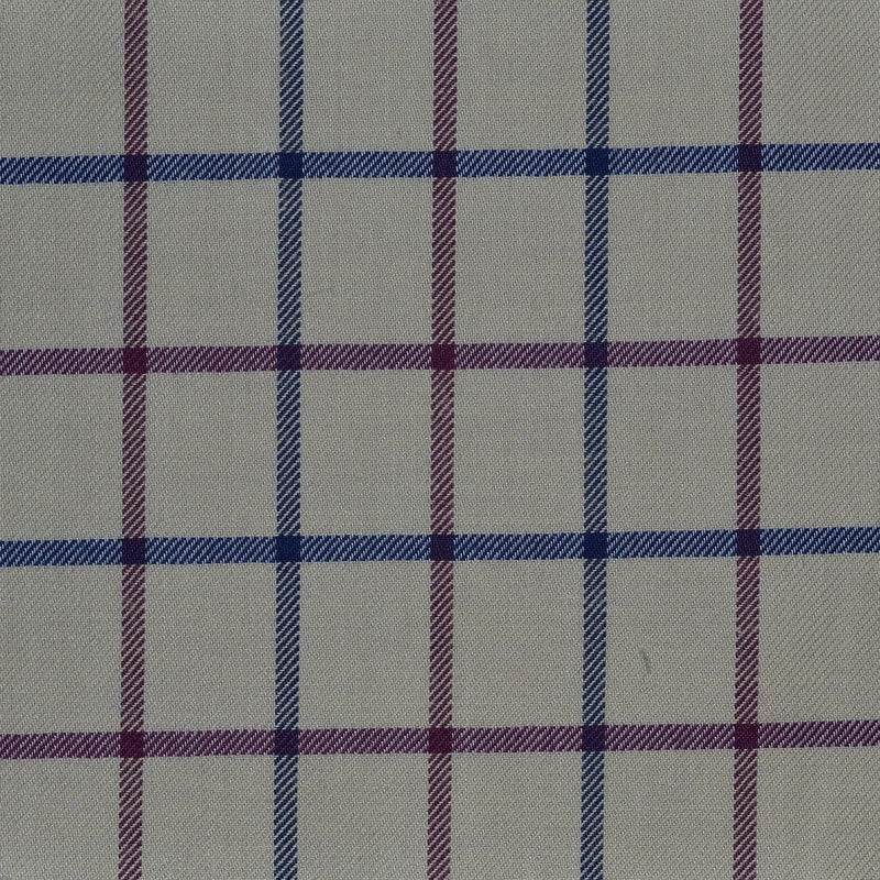 White with Blue & Wine Red Check Cotton Shirting