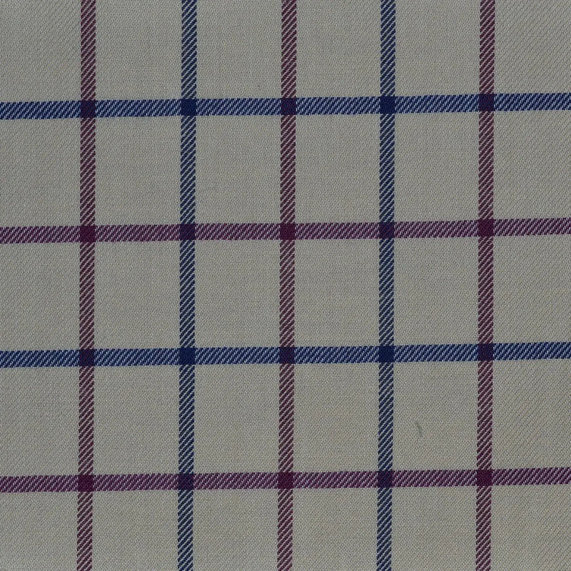 White with Blue & Wine Red Check Cotton Shirting