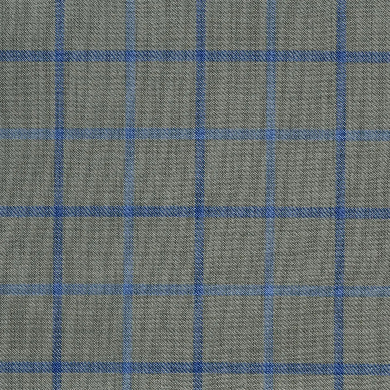 Olive with Blue Check Cotton Shirting