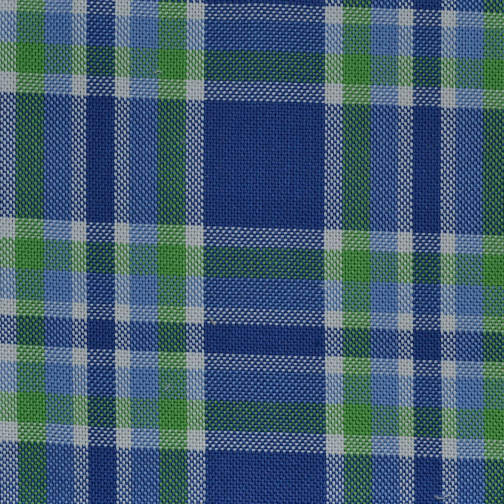 Blue with Green Check Cotton Shirting