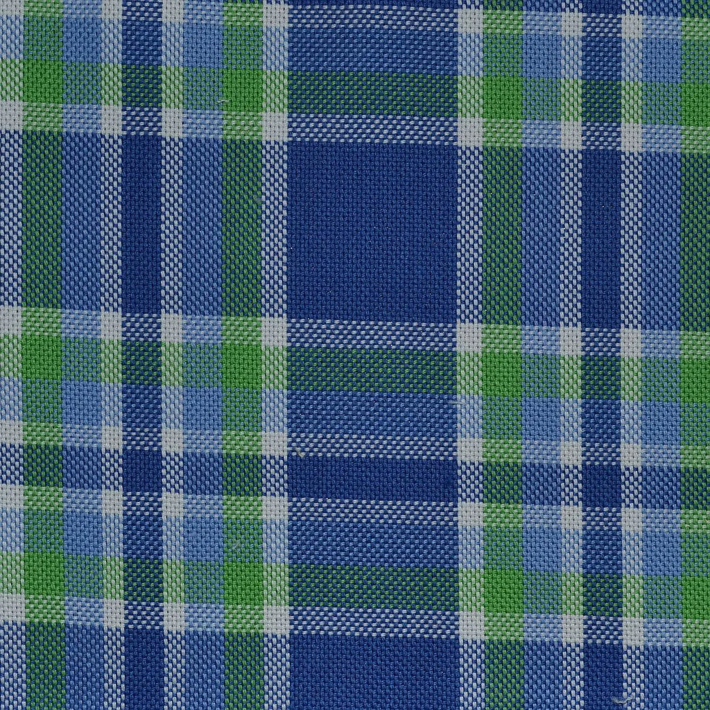 Blue with Green Check Cotton Shirting