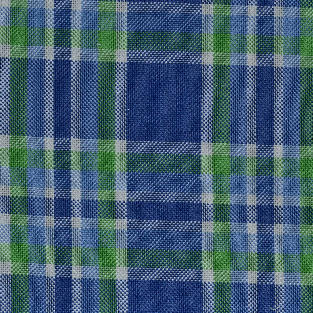 Blue with Green Check Cotton Shirting