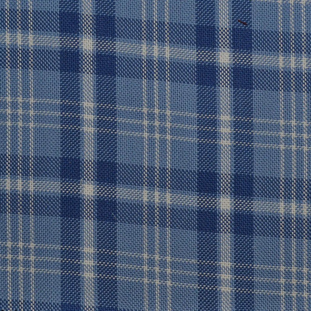 Blue with White Check Cotton Shirting