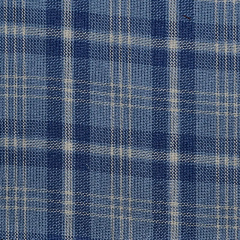 Blue with White Check Cotton Shirting