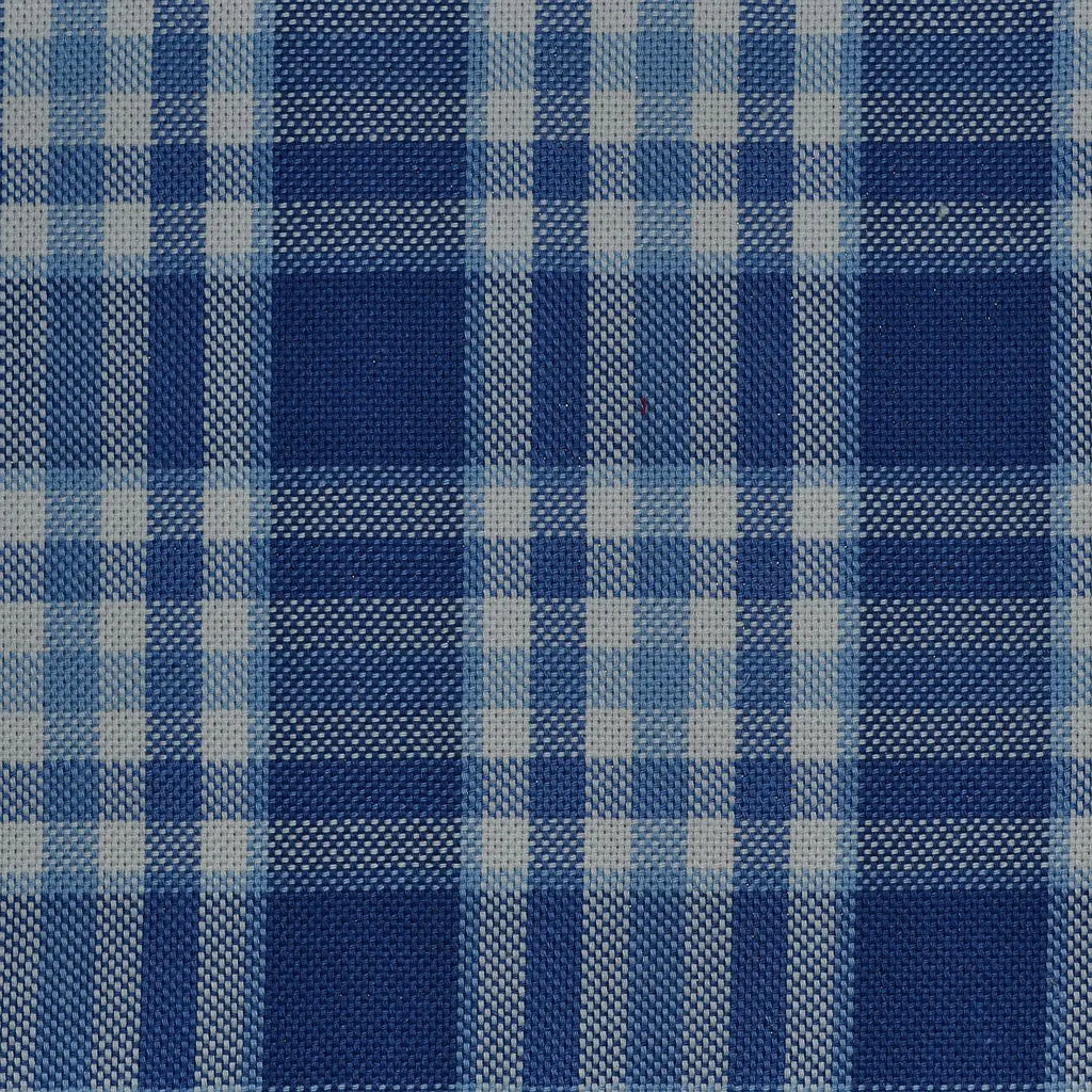 Dark Blue with Light Blue Check Cotton Shirting