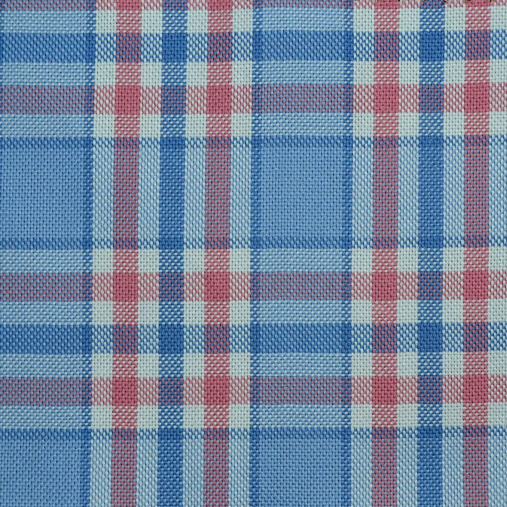 Sky Blue with Pink Check Cotton Shirting