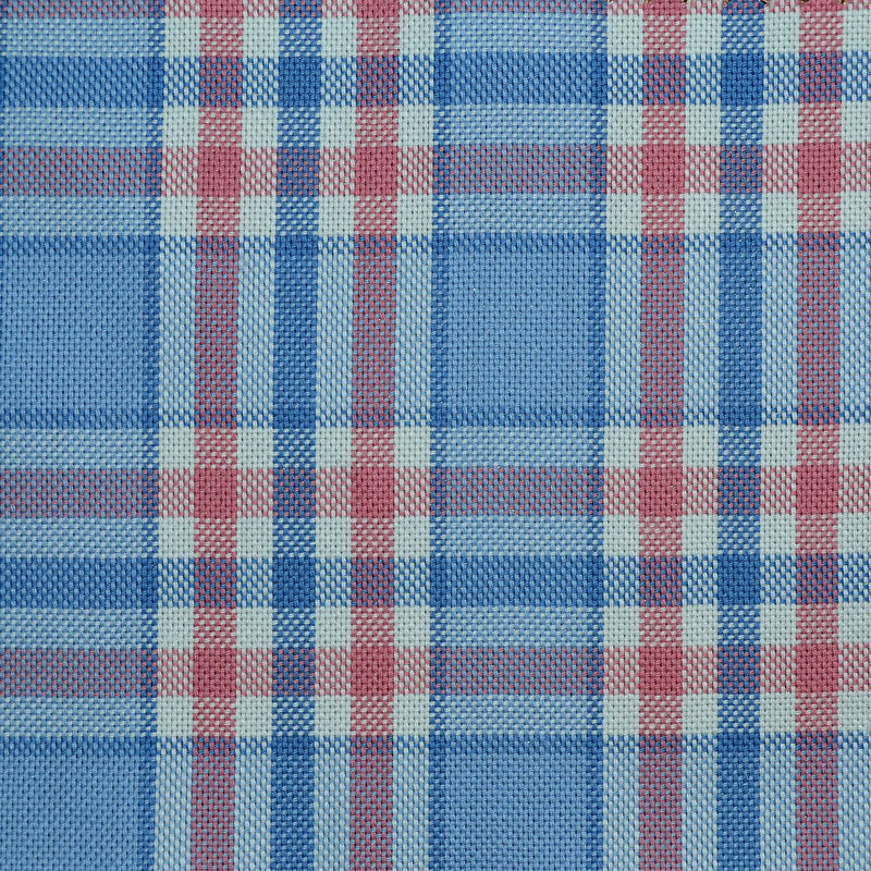 Sky Blue with Pink Check Cotton Shirting