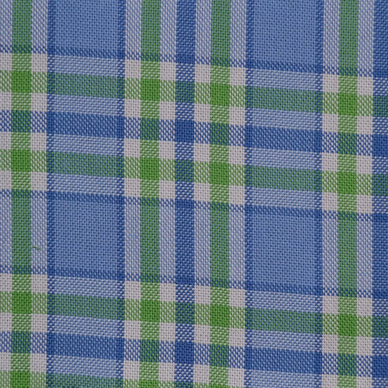 Blue with Green Check Cotton Shirting