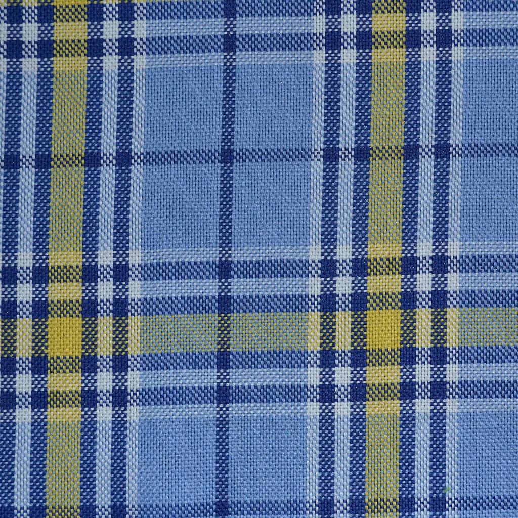 Blue with Yellow Check Cotton Shirting