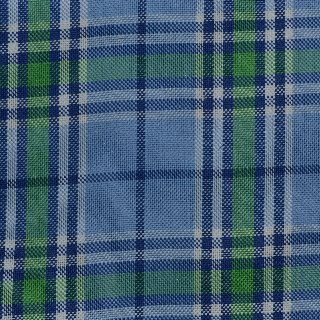 Blue with Green Check Cotton Shirting