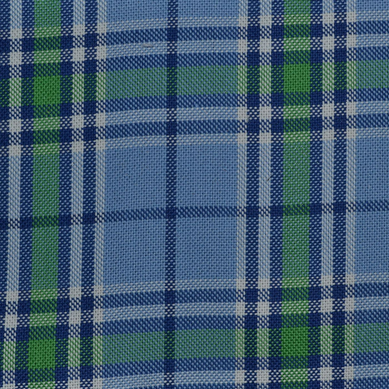 Blue with Green Check Cotton Shirting