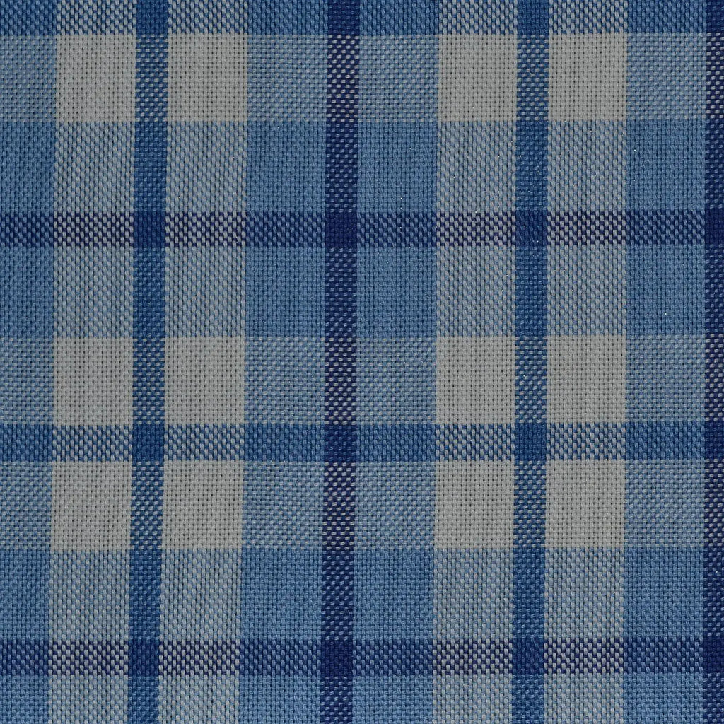 Blue with White & Dark Blue Check Cotton Shirting