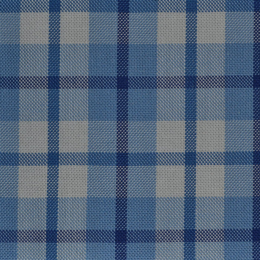 Blue with White & Dark Blue Check Cotton Shirting