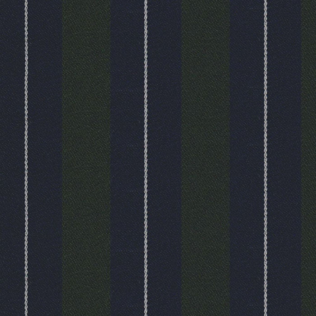 Navy Blue, Green & White Blazer Stripe Jacketing