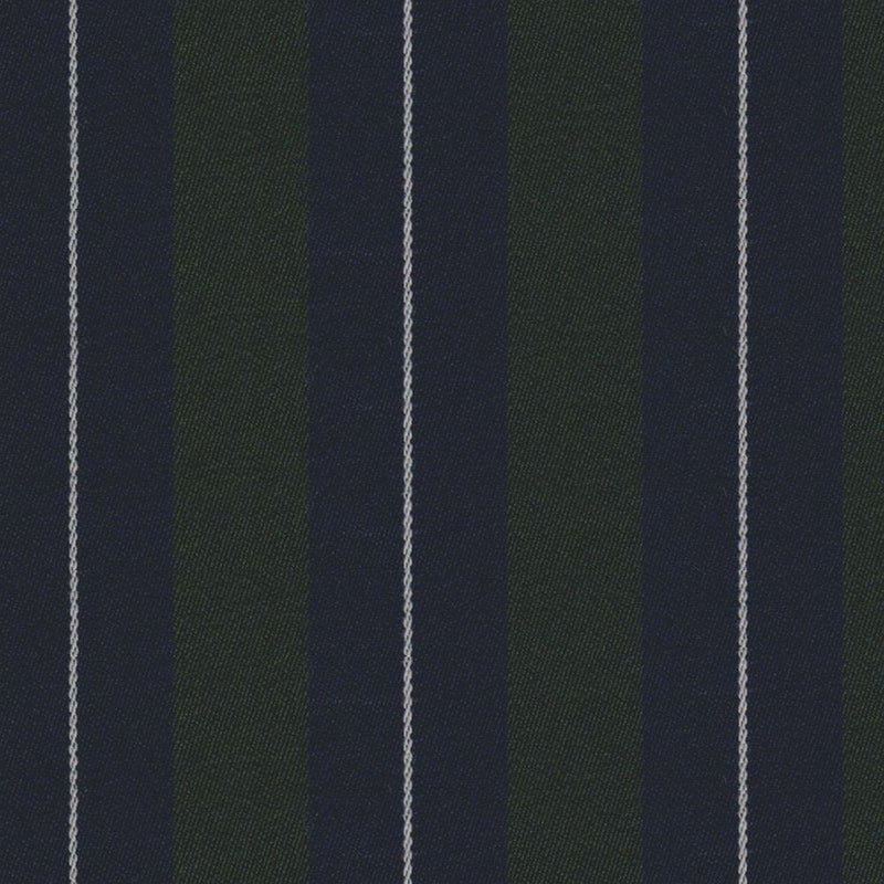 Navy Blue, Green & White Blazer Stripe Jacketing