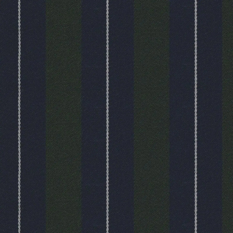Navy Blue, Green & White Blazer Stripe Jacketing