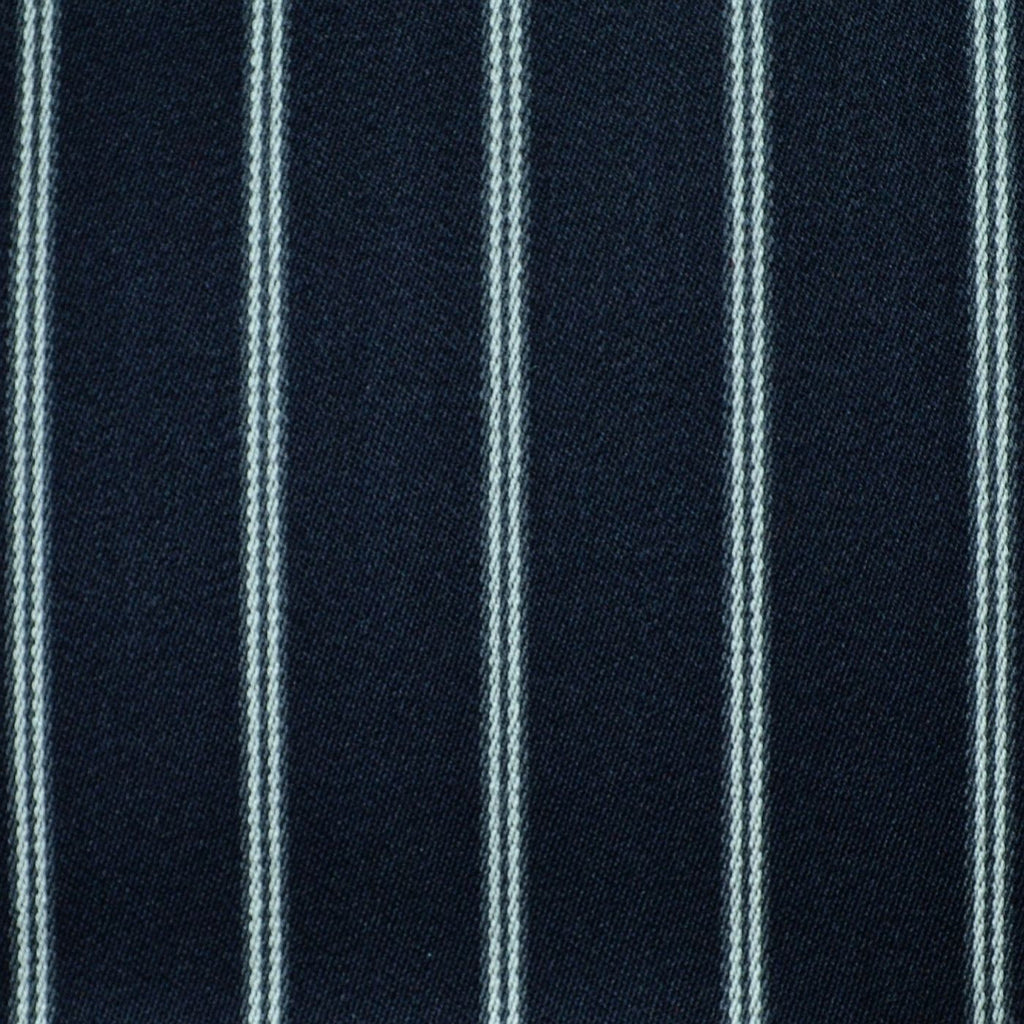 Navy Blue with White Twin Blazer Stripe Jacketing