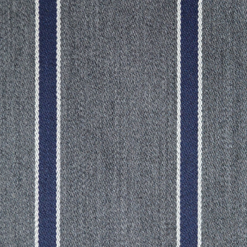 Medium Grey with Blue and White Blazer Stripe Jacketing