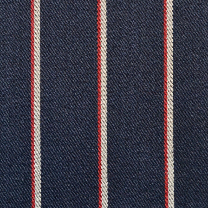 Navy Blue with Narrow Red & White Blazer Stripe Jacketing