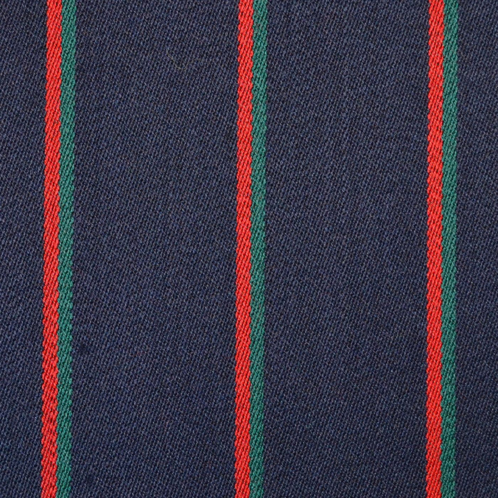 Navy Blue with Narrow Green & Red Blazer Stripe Jacketing