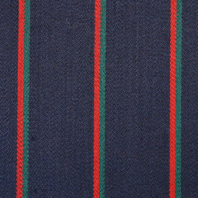 Navy Blue with Narrow Green & Red Blazer Stripe Jacketing
