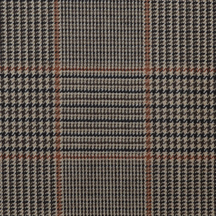 Brown, Dark Brown & Navy Blue Prince of Wales Check All Wool Jacketing