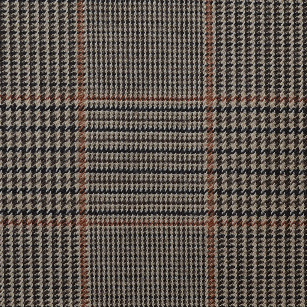 Brown, Dark Brown & Navy Blue Prince of Wales Check All Wool Jacketing