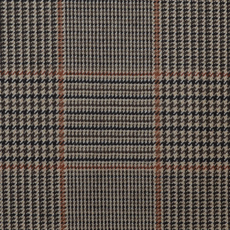 Brown, Dark Brown & Navy Blue Prince of Wales Check All Wool Jacketing