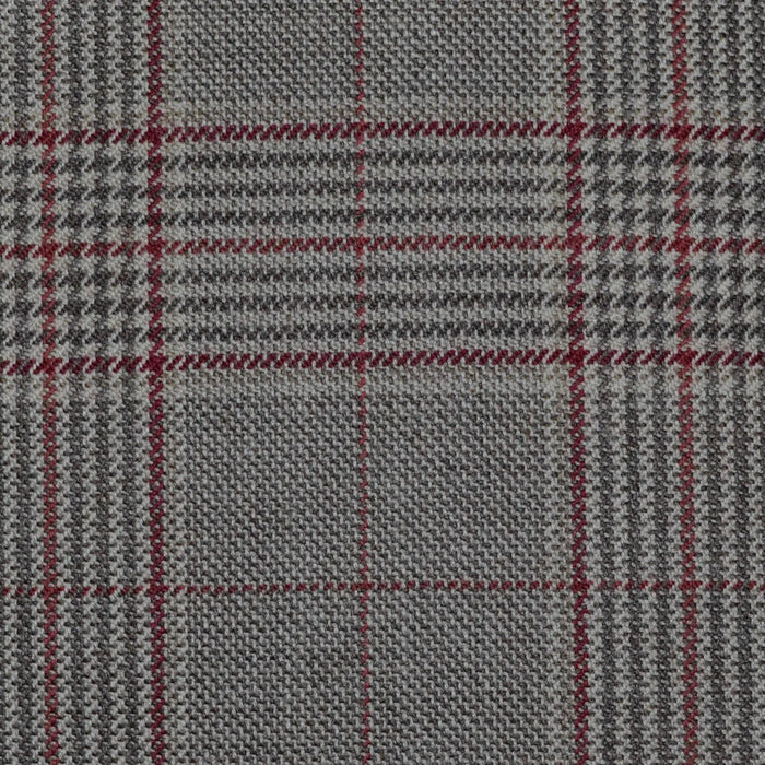 Light Brown with Beige & Red Prince of Wales Check All Wool Jacketing