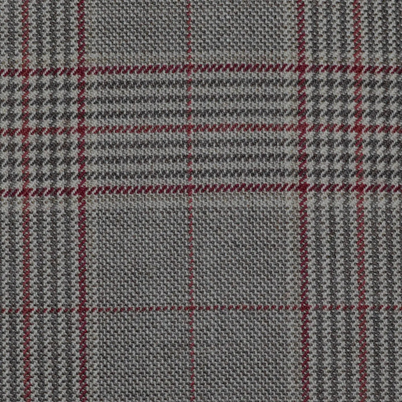 Light Brown with Beige & Red Prince of Wales Check All Wool Jacketing