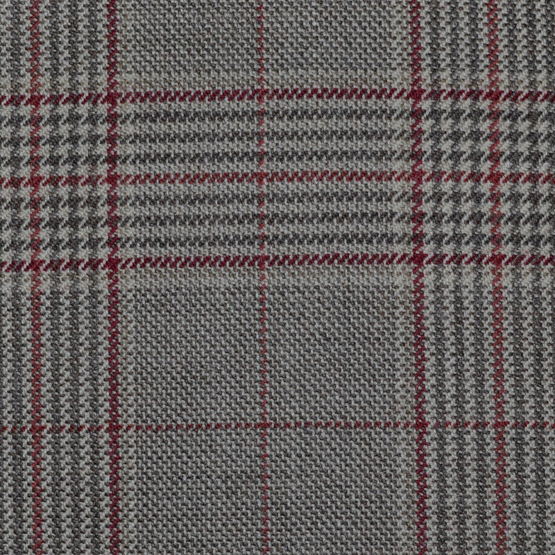 Light Brown with Beige & Red Prince of Wales Check All Wool Jacketing